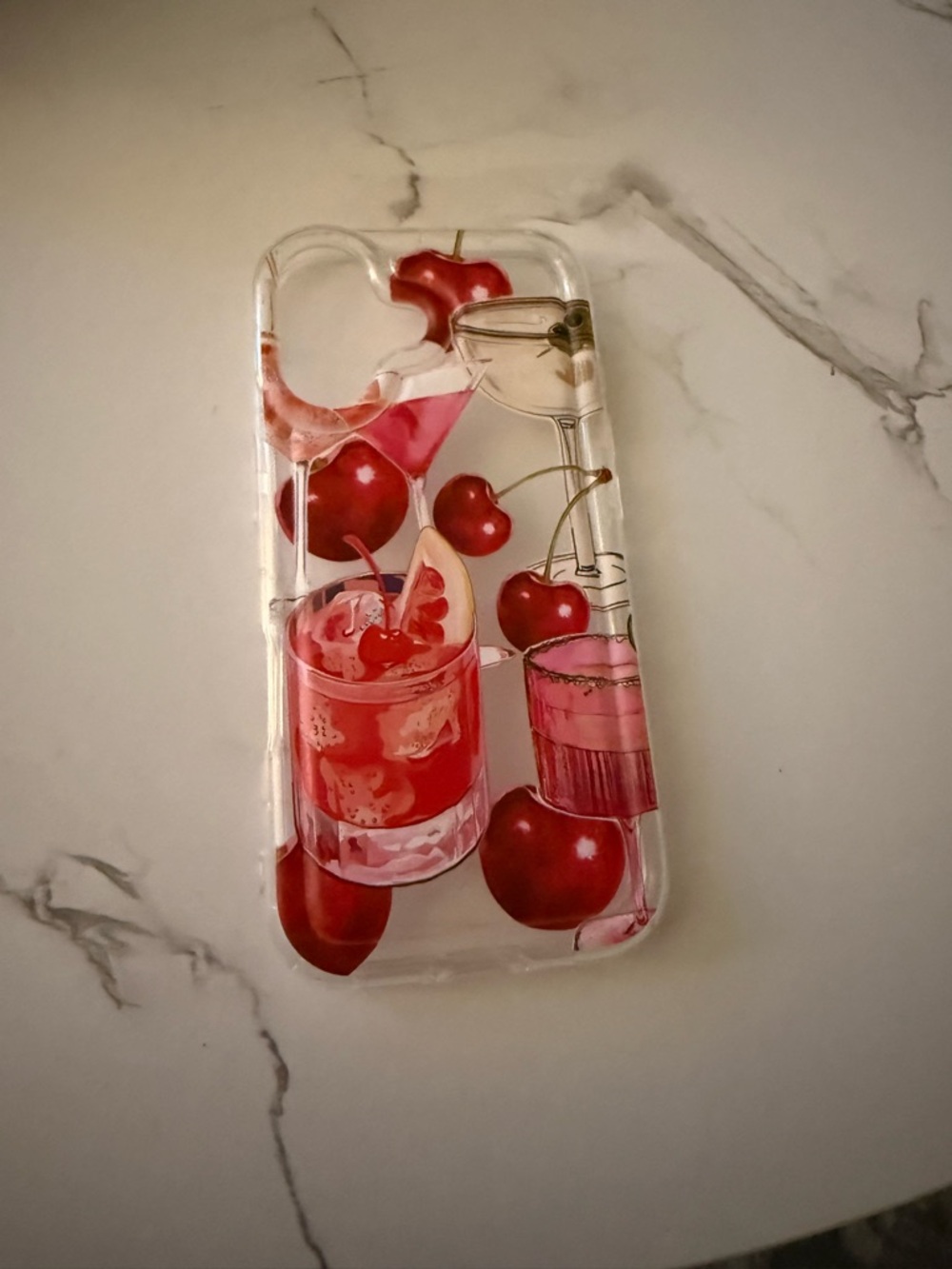 Clear Cherry Cocktail Phone Case - Unbranded